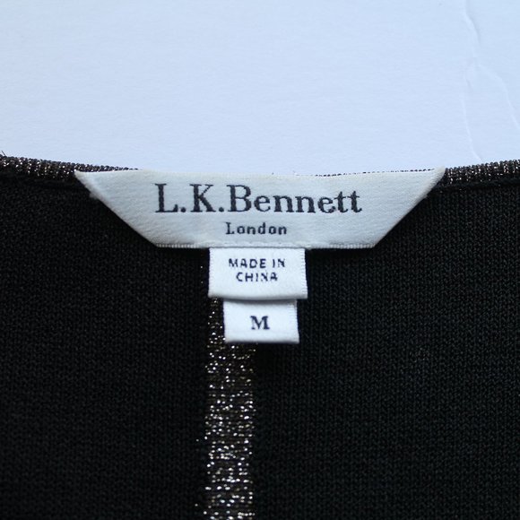 LK Bennett Lurex Plated Spark Cardigan Black/ Gold Size Medium - Picture 7 of 8